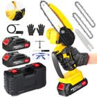 TANBABY Mini Tronçonneuse à Batterie sans Fil 6 Pouces Tronconneuse Électrique Elagueuse avec 2 Chaînes Guide 2 Batteries 2.0Ah Makita 21V