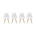 SWEEEK Lot de 4 chaises scandinaves. pieds bois de hêtre. chaises 1 place. blancs