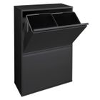 ARREGUI Basic CR606-B Poubelle de recyclage en acier, poubelle de tri sélectif, 4 seaux, 4 x 17 L (68 L), noir