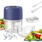 QVIIDBVB Mini Hachoir Électrique Sans Fil 2 in 1 - Hachoir À Viande 250ML&100ML - avec 3 Lames tranchantes - pour Fruits, Viande, Ail - Bleu