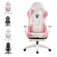 FOXSPORT-Chaise de jeu-ergonomique-fauteuil gaming-avec repose-pieds-accoudoirs3d-Chevalier de la Rose- charge 200 kg-rose