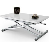 Table basse relevable Mirage - Verre Blanc - Contemporain - Design