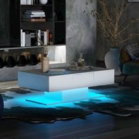 Merax Table basse à LED contemporaine - laqué blanc brillant - L100cm