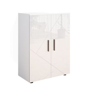 MEUBLE BAS COMMODE SDB Vicco meuble de rangement de salle de bain Irma, Blanc Haute brillance, 60 x 81 cm