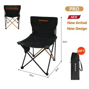CHAISE DE CAMPING Noir Pro - Chaise de camping pliante ultra légère,