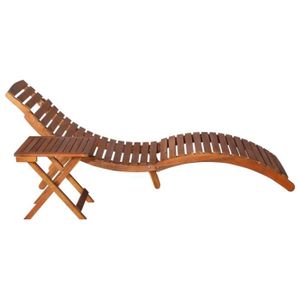 CHAISE LONGUE Chaise longue en bois d'acacia massif - KAI - Marron - Pliable