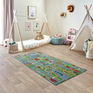 TAPIS Tapis de Jeu Enfant 95x200cm, Playcity - Tapis Circuit Voiture - Lavable - Antidérapant - Carpet Studio