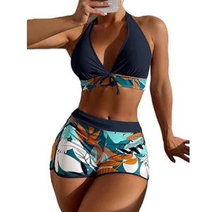 Bikini 2 Pièces Femme Taille Haute - Soutien Rembourré Push-Up Uni