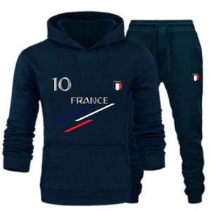 SURVÊTEMENT Jogging Homme France Bleu Marine - 2 Étoiles et Écusson - Taille Élastiquée - Polyester/Coton - Fitness