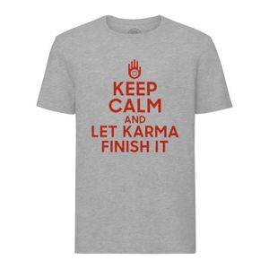 T-SHIRT T-shirt Homme Col Rond Gris Keep Calm and Let Karm