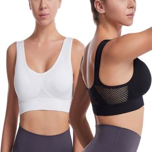 BRASSIÈRE DE SPORT Brassière Femme Lot de 2 Grille évidée Sous-vêtements de sport yoga sans blanc - Fitness - Femme