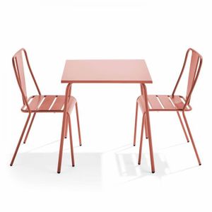 Ensemble table et chaise de jardin Table et 2 chaises de jardin - Oviala - Rose - Aci