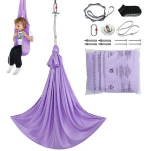 HAMAC Hamac aérien yoga-VEVOR-violet2,8x1,6 m-100 g-m² Charge 250 kg-Vol Anti-gravité d'Air-Fitness Musculation Pilates Gym Maison