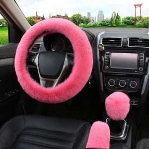 Housse de volant de voiture en fausse fourrure pour femme, accessoires d' intérieur, rose, violet, Beige, hiver - Type Beige