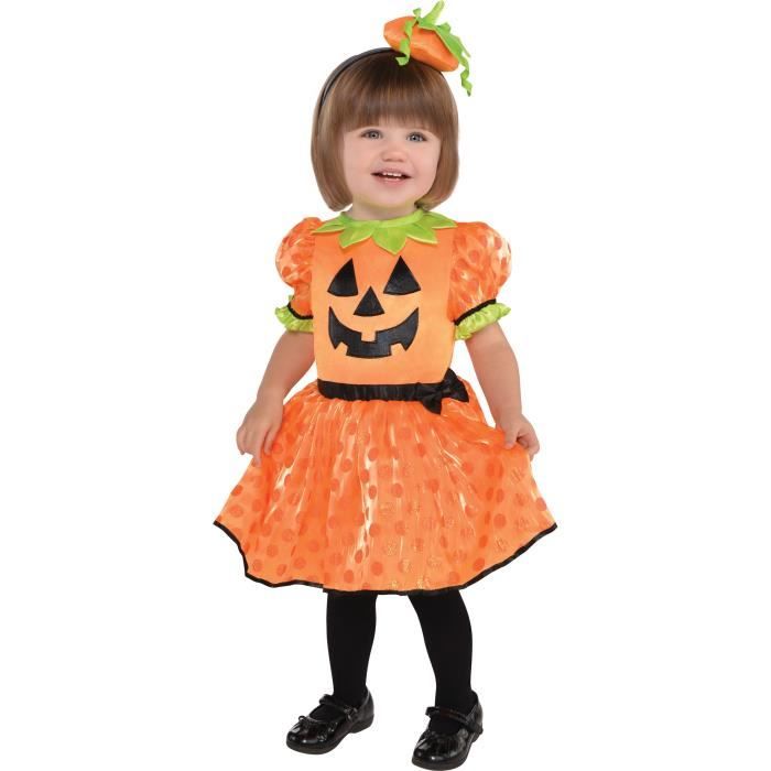 Deguisement Fille 10 Ans - Enfant en bas âge enfants bébé filles infantile  sans manches mignon Halloween citrouilles imprime maille Tulle princesse