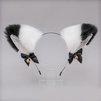 Serre-tête Oreilles De Chat Avec Collier - Peluche Noire Et Dentelle - Déguisement Cosplay Pour Halloween Et Fêtes