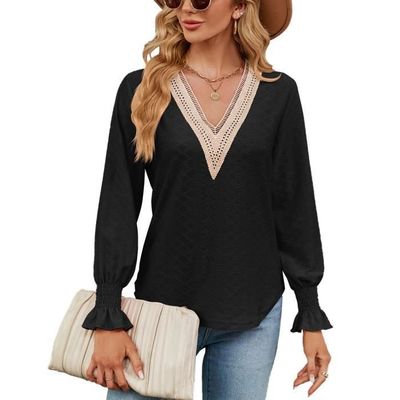 Sweat à Capuche Femme Chic Avec Col En V & Détails Gaufrés - Pullover Oversize Manches Longues Pour Automne - 9