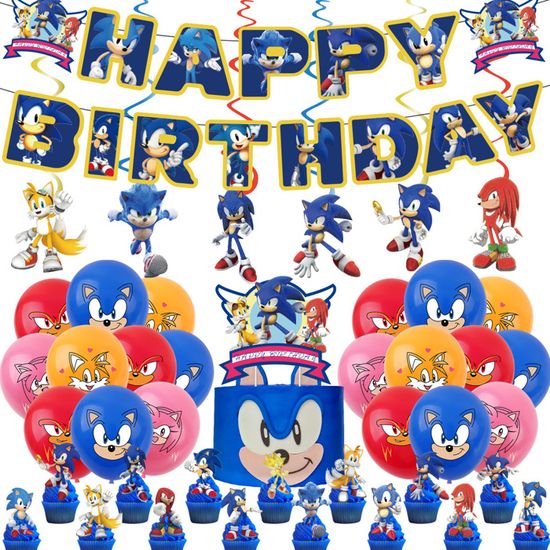 N/A Sonic Birthday Party Supplies Include Backdrop, Happy Birthday Banner, Tablecloth, Cake Toppers, Foil Balloons, Balloons Garland for Sonic Birthday Party Decorations Multi Colors N/A Sonic Birthday Party Supplies Include Backdrop, Happy Birthday Banner, Tablecloth, Cake Toppers, Foil Balloons, Balloons Garland for Sonic Birthday Party Decorations Multi Colors