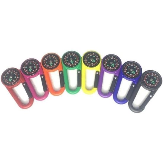 Lot De 9 Mini Boussoles Avec Mousqueton - Porte-clés Pour Enfants, Camping, Randonnée, Voyages, Multicolores