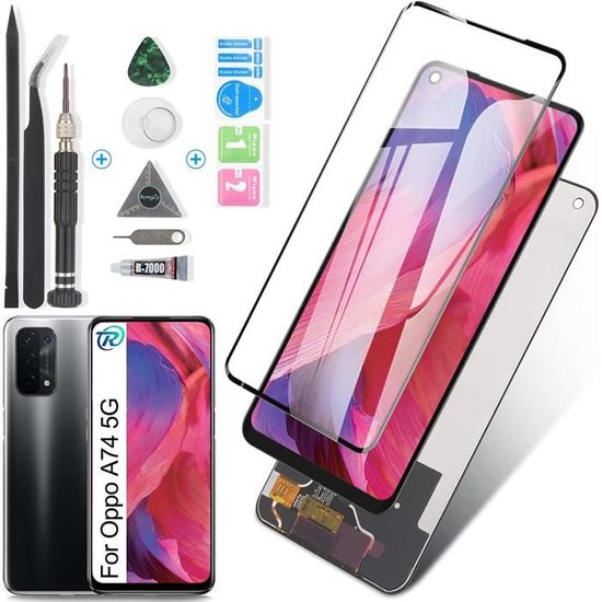 PIECES DETACHEES: Écran LCD avec Vitre tactile original Noir Assemblés sur Châssis pour Oppo A74 4G - Neuf