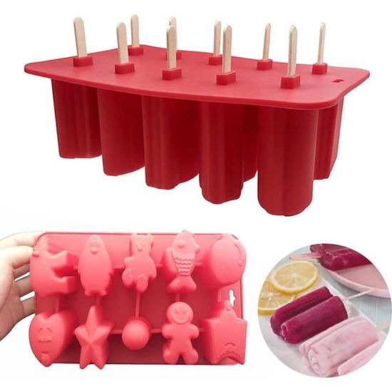 Moule à Glace Et Popsicle Réutilisable - Formes Animaux, Avec Bâtons - Pour Glaces Maison, Yaourts Glacés DIY - 9