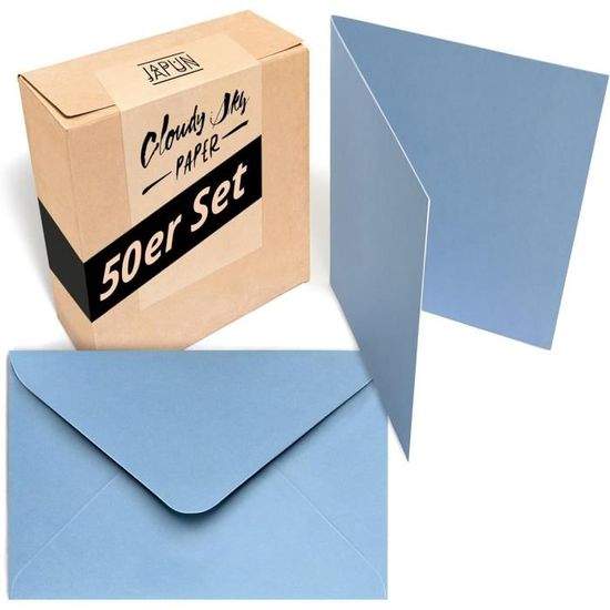 Japun - Lot De 50 Cartes Pliantes Vierges Avec Enveloppes, Cartes Pliées à Concevoir, étiqueter