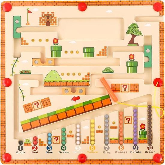 Jeu Magnétique Labyrinthe TUNJILOOL – 2 En 1 Alphabet Et Chiffres, En Bois, Pour Enfant 3-7 Ans, éducatif