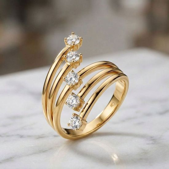 Ancienne Bague Plaquée Or 18k 750/1000 - Alliance Créateur Zirconium - Taille 52