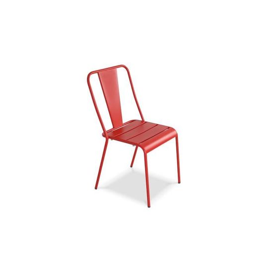 Chaise de jardin bistrot - Oviala - Rouge - 44 x 49 x 83,5 cm - Acier