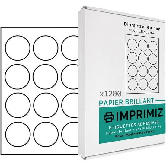 100 Étiquettes A4 Brillantes 210x297 Mm – Papier Auto-Adhésif Blanc Pour Imprimante Laser