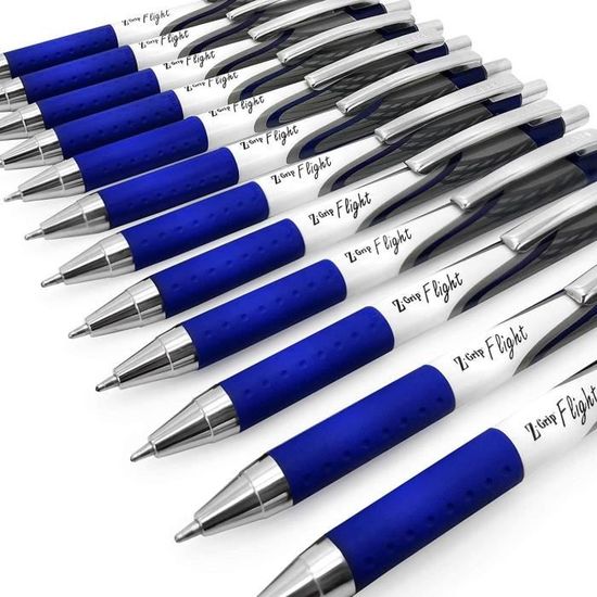 Stylos Zebra Z-Grip Flight – Lot De 10 (5 Noir, 5 Bleu) – Pointe 1.2mm, Corps Caoutchouc – Pour Bureau, école - 7