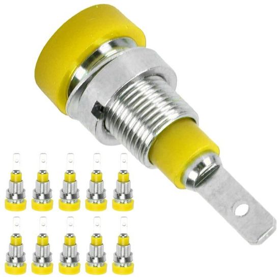 50 Pcs Prises Bananes Cuivre Rouge - Douilles Banane Test Électrique M12, Haute Conductivité, Lot Jaune Pour Multimetre Et Labo