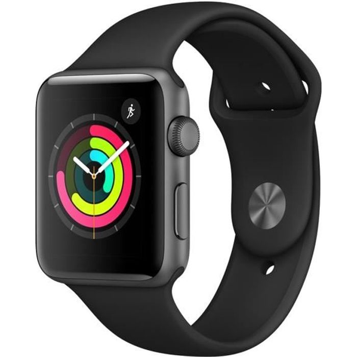 APPLE Watch Series 3 GPS - Boîtier 42 mm Gris sidéral Aluminium - Bracelet Sport Noir