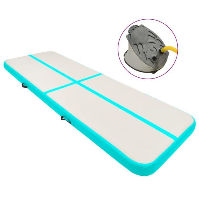 ASHATA Tapis gonflable de gymnastique avec pompe 400x100x15cm PVC Vert