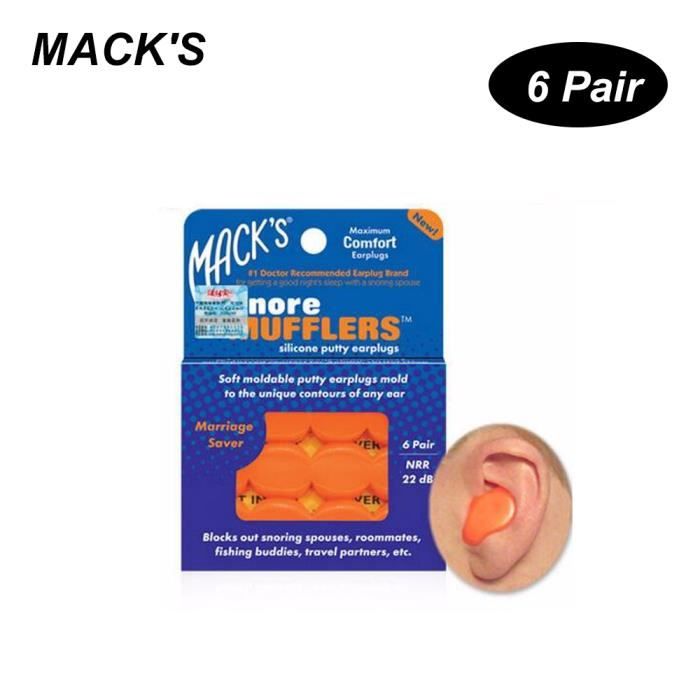 Boules Quies MACK'S 6 Paires Bouchons d'oreilles en silicone anti-bruit Bouchons d'oreilles professionnels pour la natation 3508