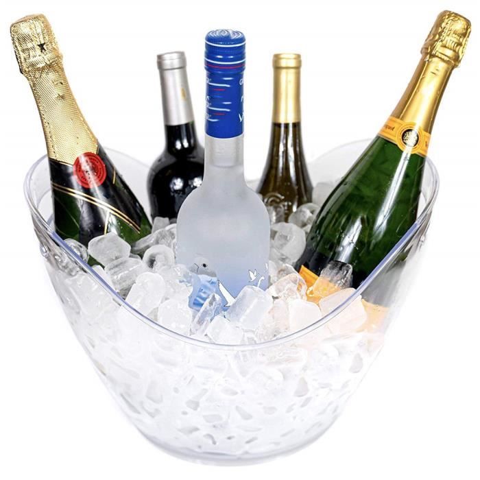 Grand Transparent 8L Transparent Noir Blanc Grand Seau à Glace Lingot Champagne SXY200109011CL