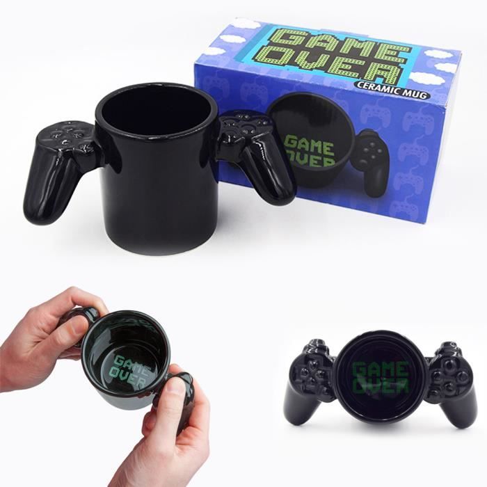 Mug en Céramique Noir Forme de Manette de Jeu Créatif Tasse Café Lait Thé Cadeau Idéal Pour Adulte Enfant
