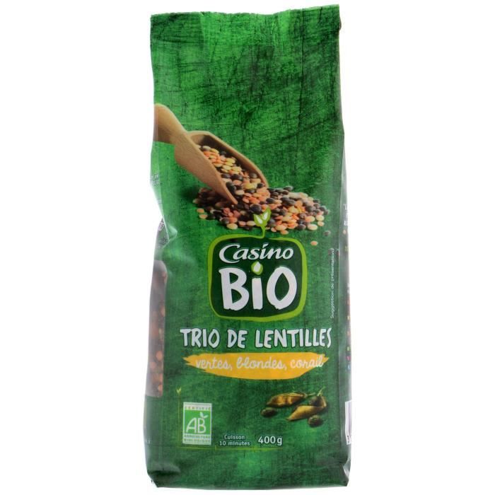 CASINO Trio de lentilles Bio - 400G