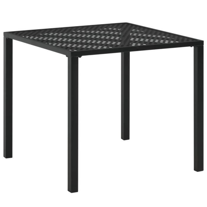 Table à manger Table de Jardin de 4 à 6 personnes Table de Pique Nique pour extérieur, cuisine, jardin, fêtes Noir 80x80x72 cm Acier