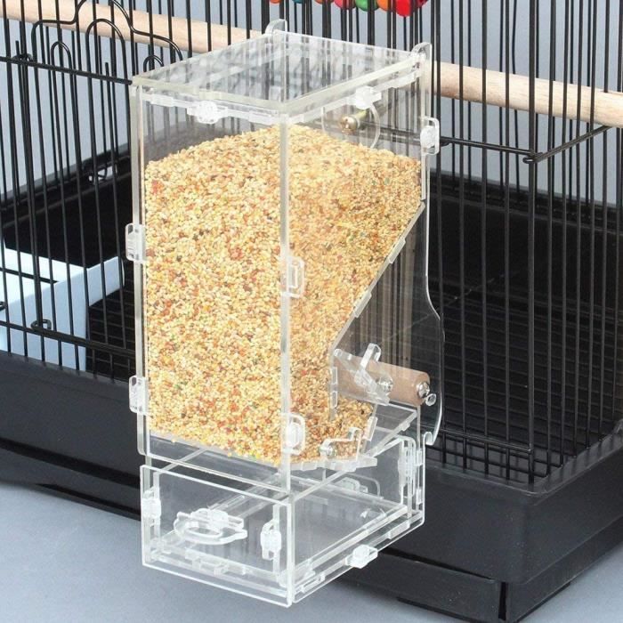 XMSSIT Mangeoire à Oiseaux sans désordre pour Perroquet avec Accessoires pour Cage à perchoirs pour cannarie, Cockatiel, 45033