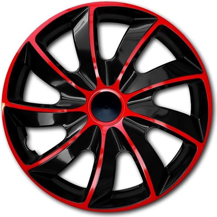 Enjoliveur 13 - QUAD universels noir-rouge NRM 4pcs