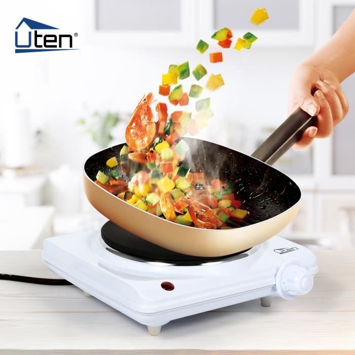 Four électrique Uten 1 feu，1000W Portable Plaque de Cuisson Chauffante Double