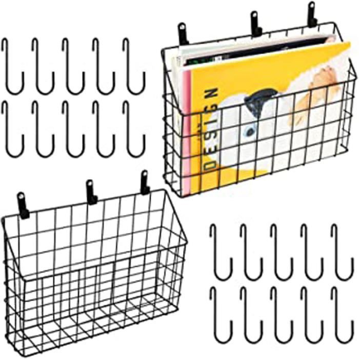 2 Pièces Porte-Dossier Organisateur De Courrier Porte-Courrier Mural Panier Suspendu En Fil Métallique Avec Crochets Pour Fournitu