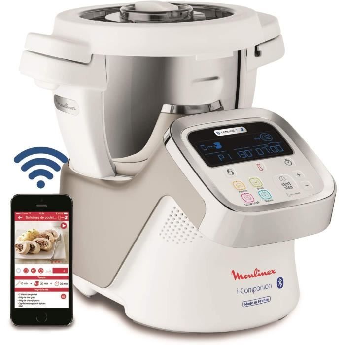 Moulinex i-Companion - HF900110 Robot cuiseur multifonction connecté - 4 programmes automatiques, 4 accessoires inclus, capacité jus