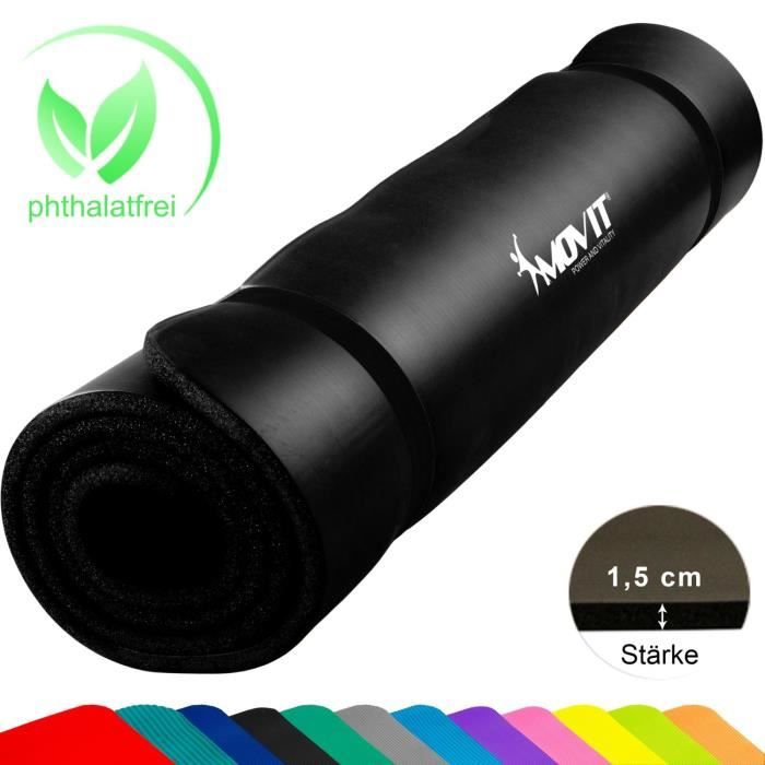 MOVIT® Tapis de Gymnastique Mat de Yoga sans phtalate Fitness Pilates-Sport-Gym SGS-Sol testé, en 2 Tailles 190cm x 100cm ou 190c