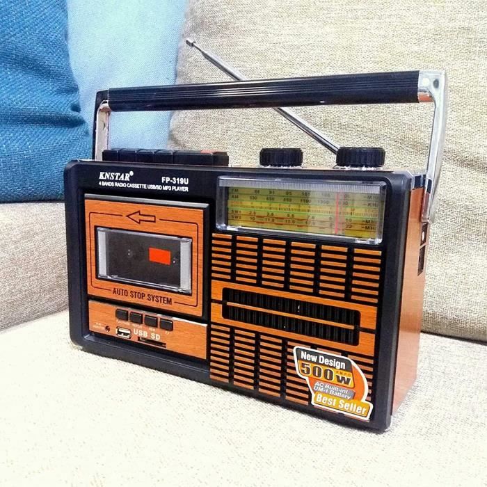 WUBAILI Lecteur Et Enregistreur De Cassette Radio FM Rétro Portable avec Réglage Analogique Radio AM/SW, Lecteur De Carte USB/TF, Al