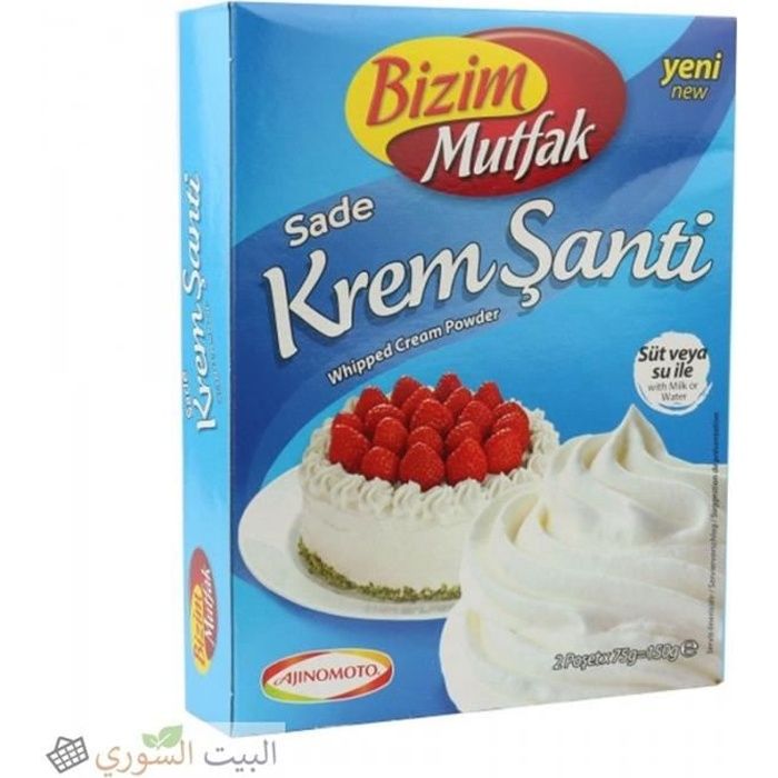 BIZIM MUTFAK Sade KREM SANTI PLAIN - Crème Chantilly en Poudre - Poudre de crème fouettée - 150g