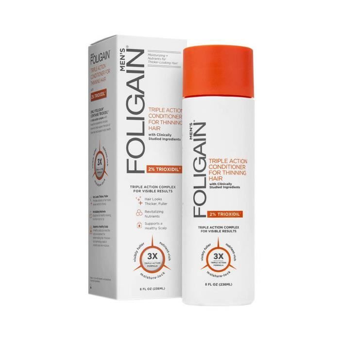 FOLIGAIN Après Shampoing Trioxidil Homme - Anti Chute de Cheveux - Contient des ingrédients Bioactifs Cliniquement étudiés - Sans