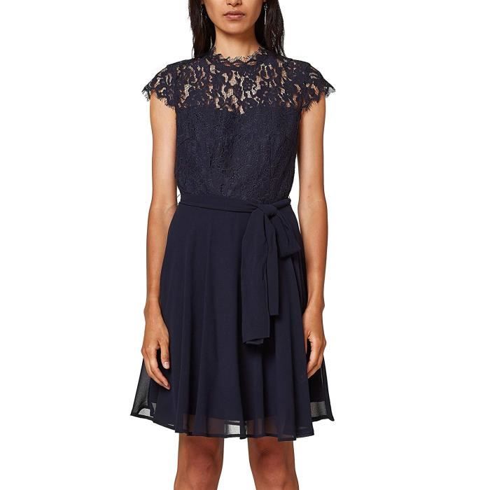 ESPRIT Collection 028eo1e016 Robe de soirée, Bleu (Navy 400), 38 (Taille Fabricant: 36) Femme - 028EO1E016-400