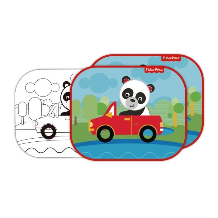 FISHER PRICE Lot de 2 pare-soleils - Panda + feuilles à colorier